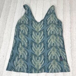 Patagonia Womens Hotline Top Women's Small Green Blue Tank Sleeveless Shelf Bra